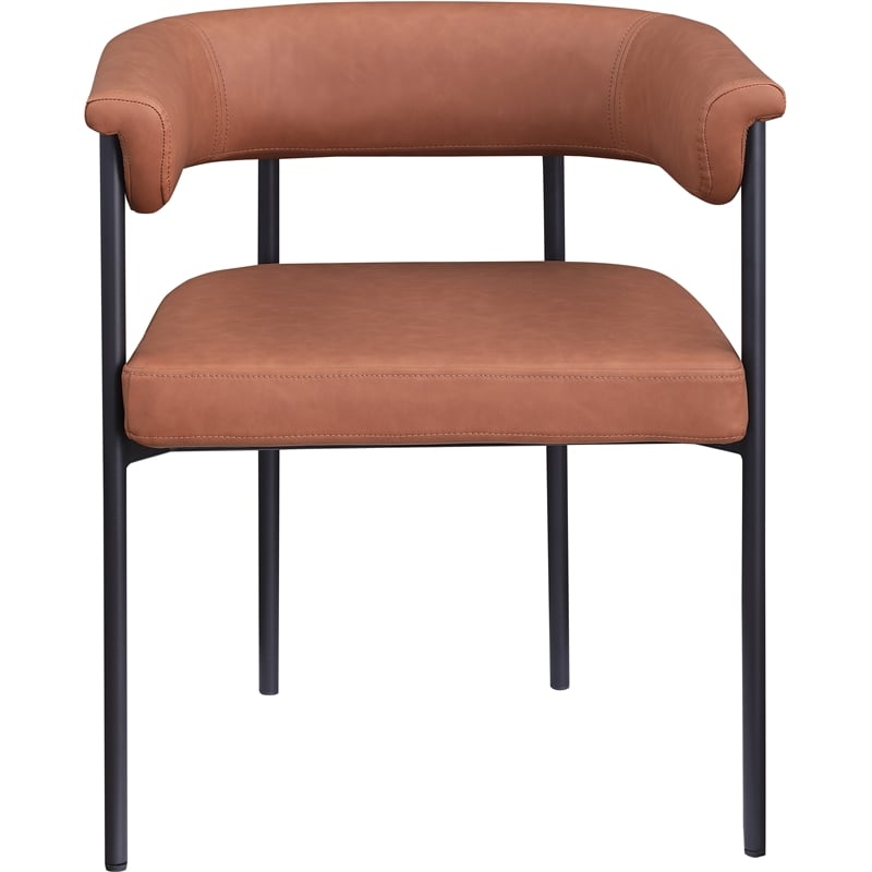 Meridian Furniture Malin Cognac Vegan Leather Dining Chair (Set of 2)