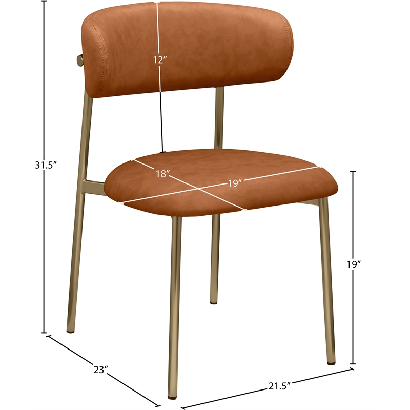 Meridian Furniture Lupita Cognac Vegan Leather Dining Chair (Set of 2)