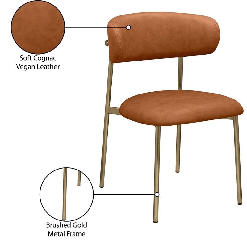 Meridian Furniture Lupita Cognac Vegan Leather Dining Chair (Set of 2)