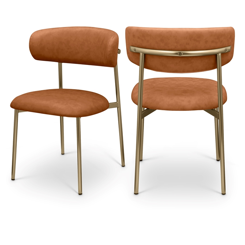Meridian Furniture Lupita Cognac Vegan Leather Dining Chair (Set of 2)