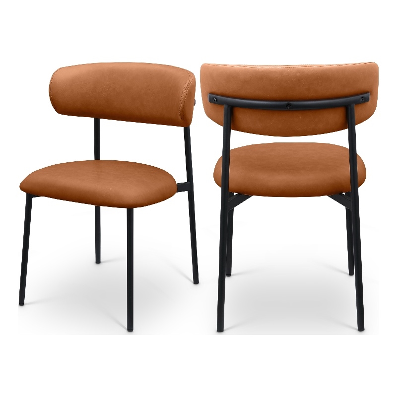 Meridian Furniture Lupita Cognac Vegan Leather Dining Chair (Set of 2)