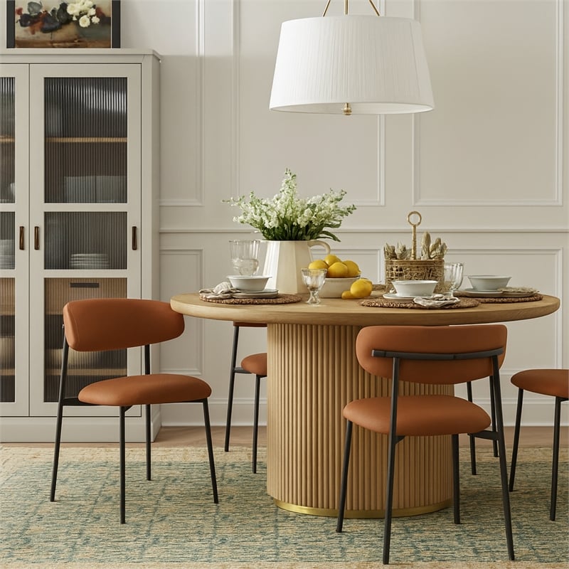 Meridian Furniture Lupita Cognac Vegan Leather Dining Chair (Set of 2)