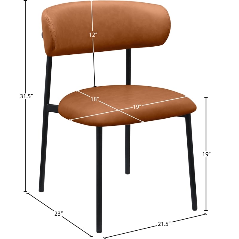 Meridian Furniture Lupita Cognac Vegan Leather Dining Chair (Set of 2)