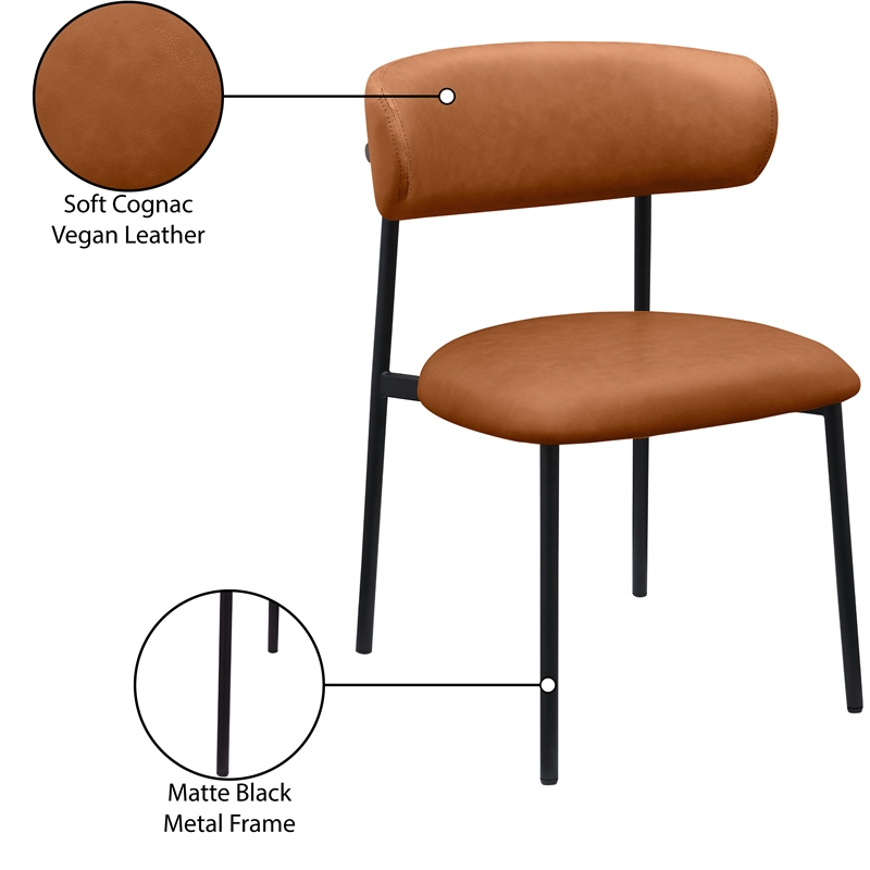 Meridian Furniture Lupita Cognac Vegan Leather Dining Chair (Set of 2)
