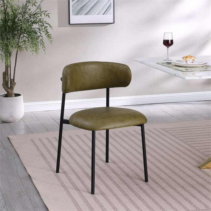 Meridian Furniture Lupita Olive Vegan Leather Dining Chair (Set of 2)