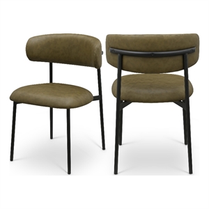 Meridian Furniture Lupita Olive Vegan Leather Dining Chair (Set of 2)