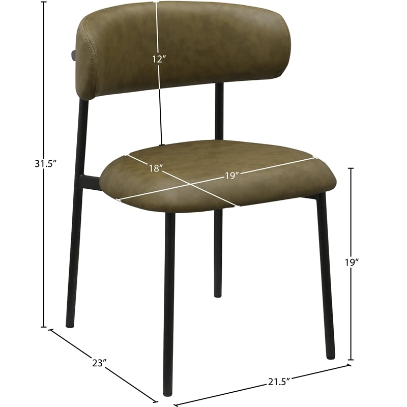 Meridian Furniture Lupita Olive Vegan Leather Dining Chair (Set of 2)