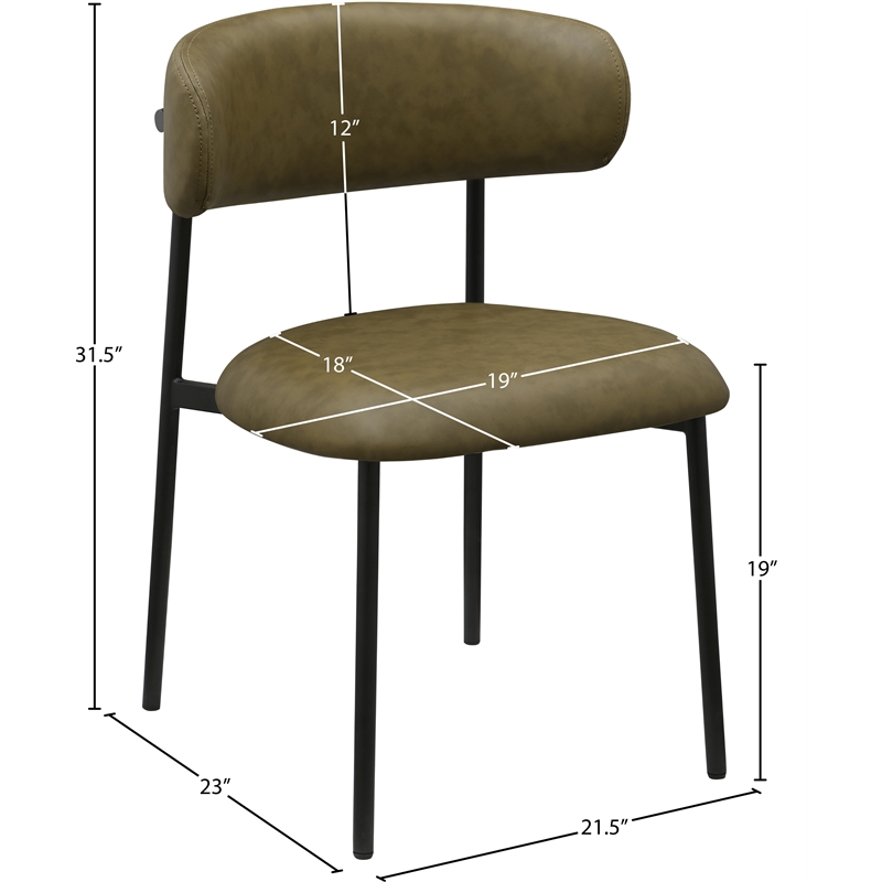 Meridian Furniture Lupita Olive Vegan Leather Dining Chair (Set of 2)