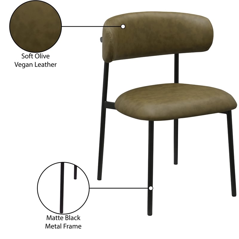 Meridian Furniture Lupita Olive Vegan Leather Dining Chair (Set of 2)