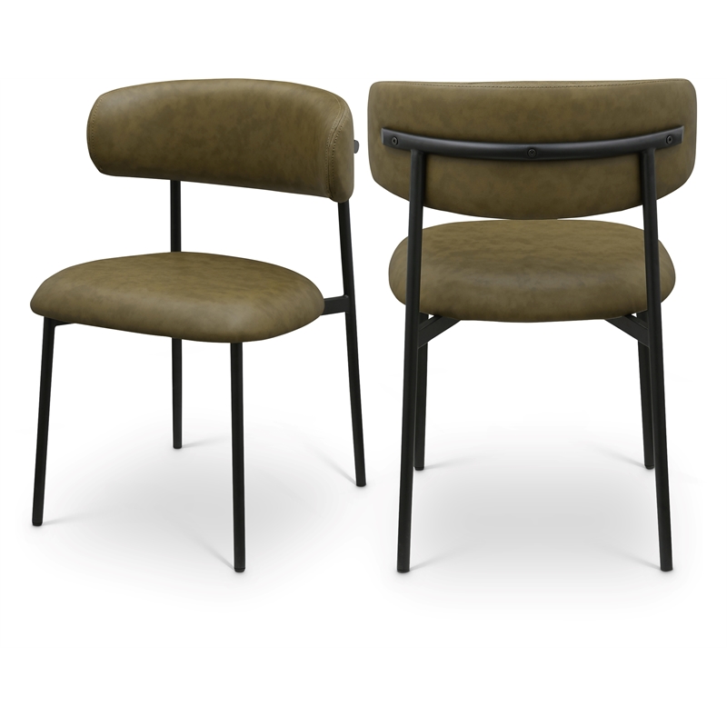 Meridian Furniture Lupita Olive Vegan Leather Dining Chair (Set of 2)
