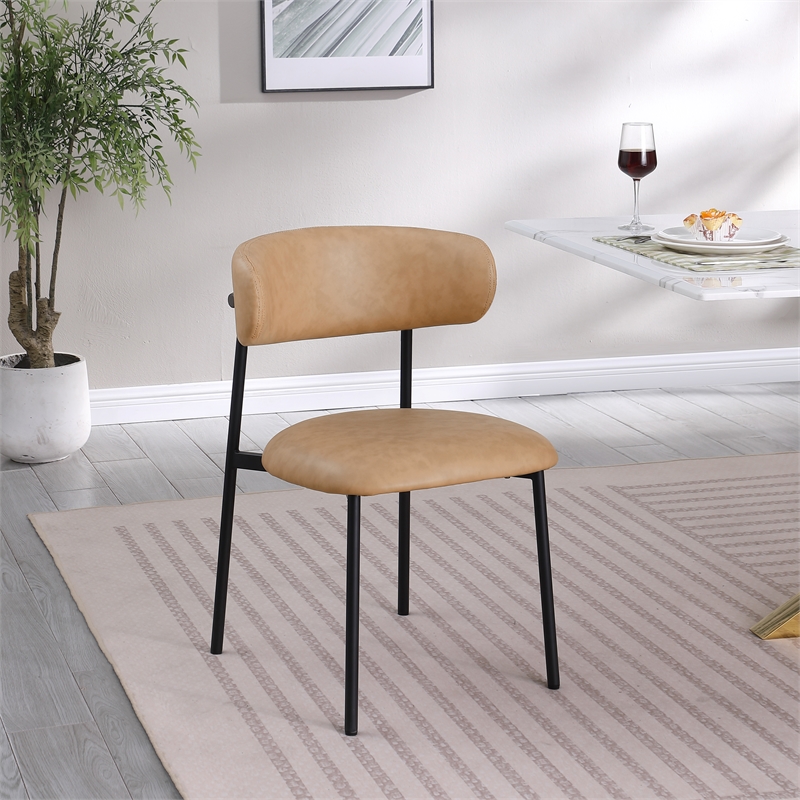 Meridian Furniture Lupita Tan Vegan Leather Dining Chair (Set of 2)