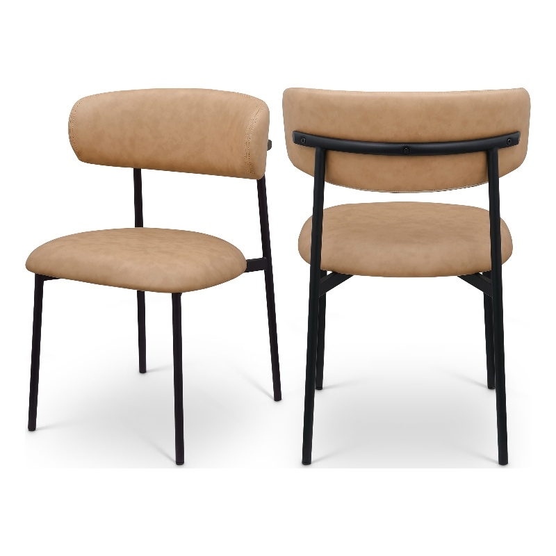 Meridian Furniture Lupita Tan Vegan Leather Dining Chair (Set of 2)