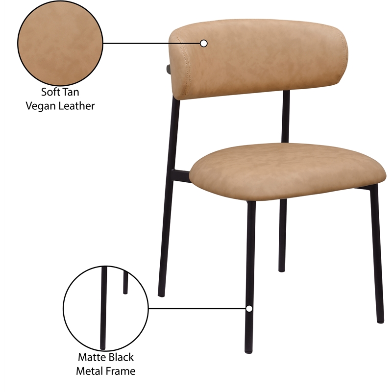 Meridian Furniture Lupita Tan Vegan Leather Dining Chair (Set of 2)