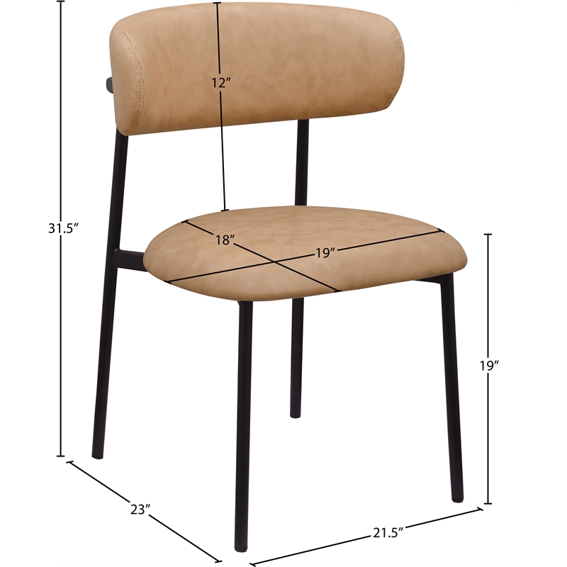 Meridian Furniture Lupita Tan Vegan Leather Dining Chair (Set of 2)