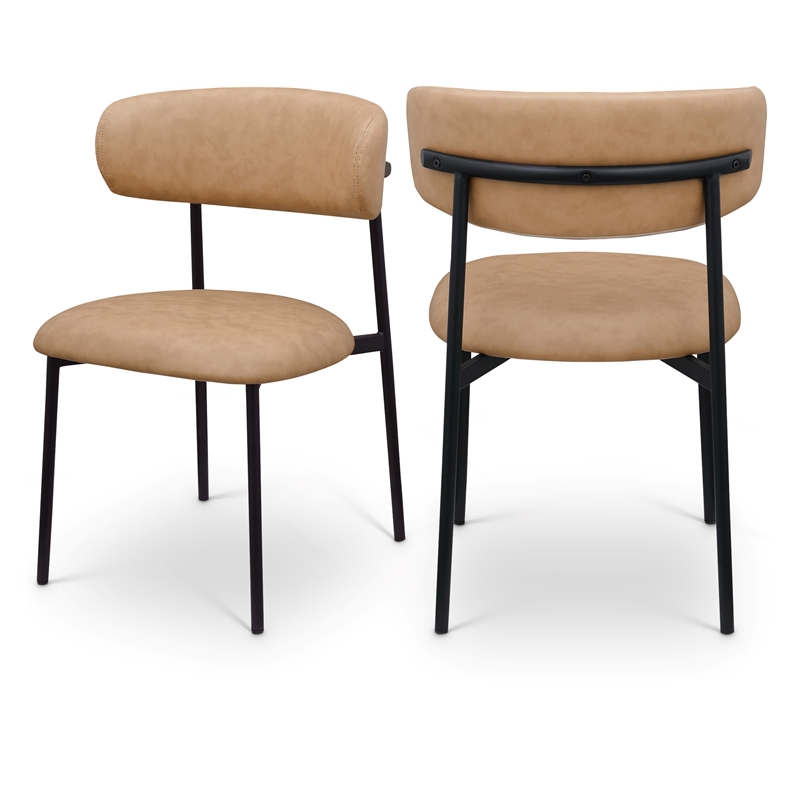 Meridian Furniture Lupita Tan Vegan Leather Dining Chair (Set of 2)