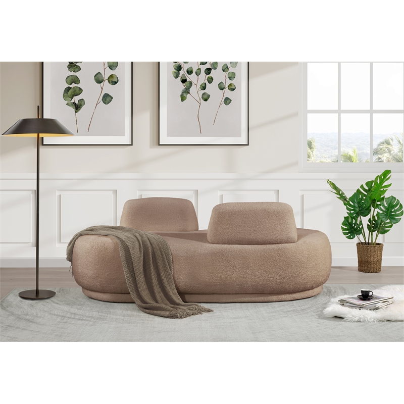 Meridian Furniture Argyle Beige Teddy Fabric Chaise/Loveseat