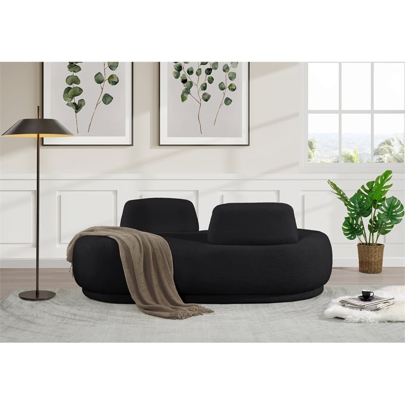 Meridian Furniture Argyle Black Teddy Fabric Chaise/Loveseat
