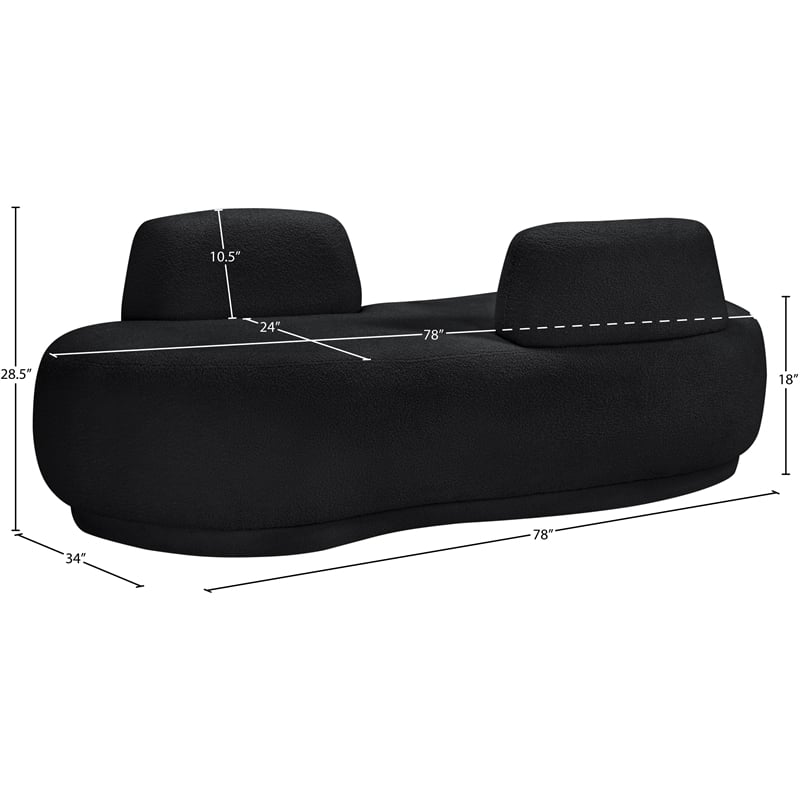 Meridian Furniture Argyle Black Teddy Fabric Chaise/Loveseat