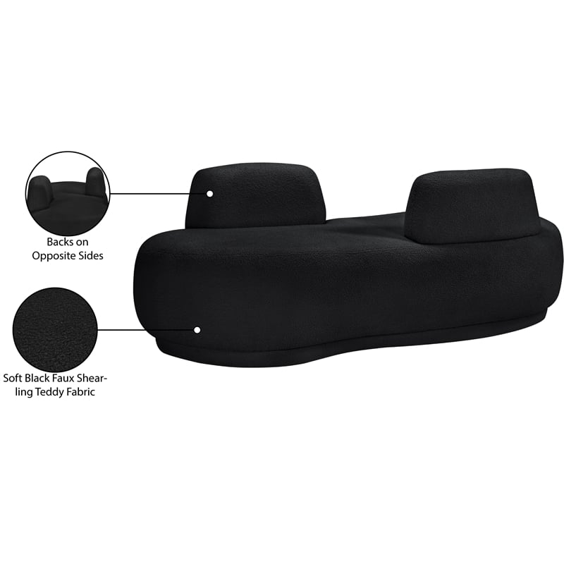 Meridian Furniture Argyle Black Teddy Fabric Chaise/Loveseat