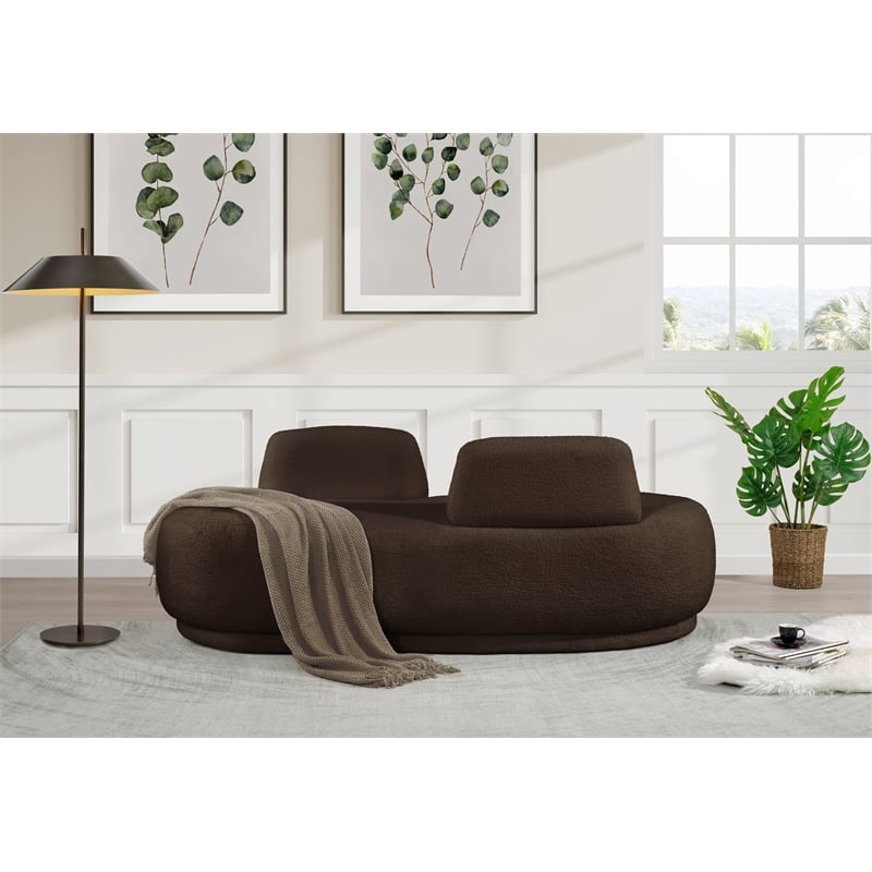 Meridian Furniture Argyle Brown Teddy Fabric Chaise/Loveseat