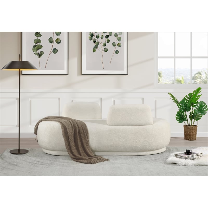 Meridian Furniture Argyle Cream Teddy Fabric Chaise/Loveseat