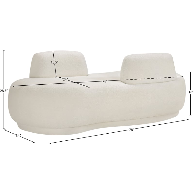 Meridian Furniture Argyle Cream Teddy Fabric Chaise/Loveseat