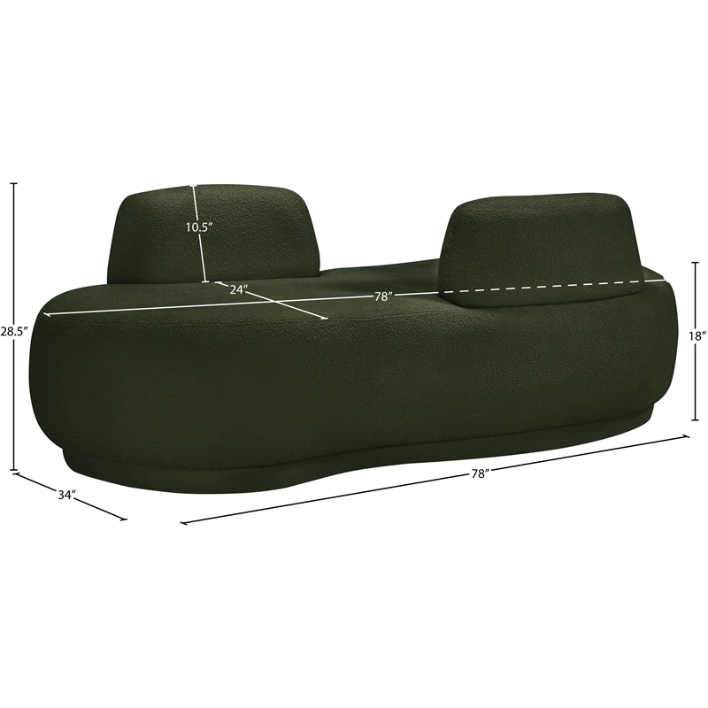 Meridian Furniture Argyle Green Teddy Fabric Chaise/Loveseat