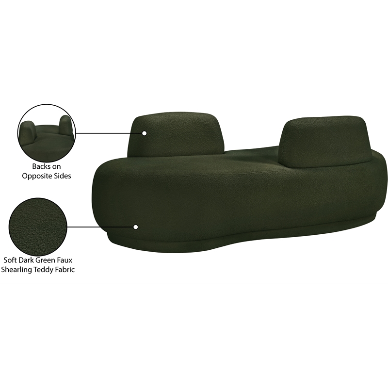 Meridian Furniture Argyle Green Teddy Fabric Chaise/Loveseat
