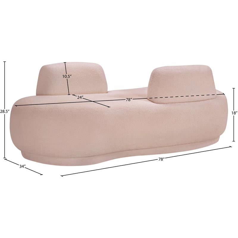 Meridian Furniture Argyle Pink Teddy Fabric Chaise/Loveseat