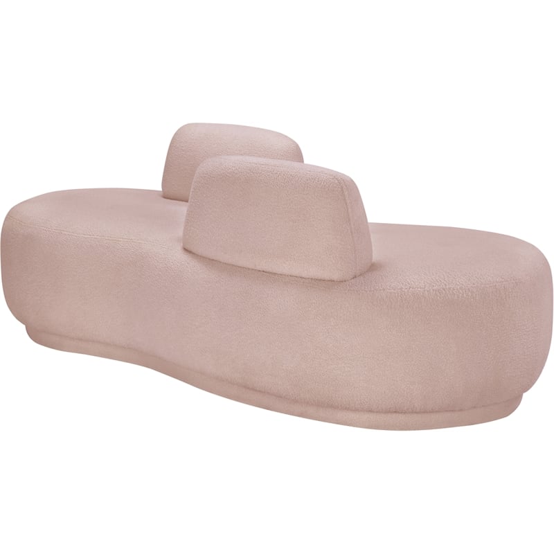 Meridian Furniture Argyle Pink Teddy Fabric Chaise/Loveseat