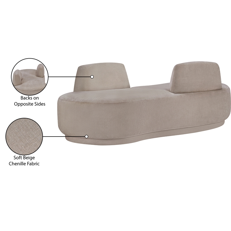 Meridian Furniture Argyle Beige Chenille Fabric Chaise/Loveseat