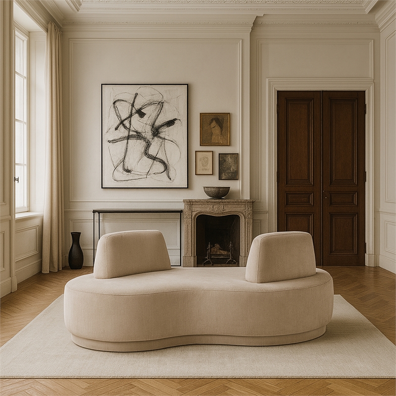 Meridian Furniture Argyle Beige Chenille Fabric Chaise/Loveseat