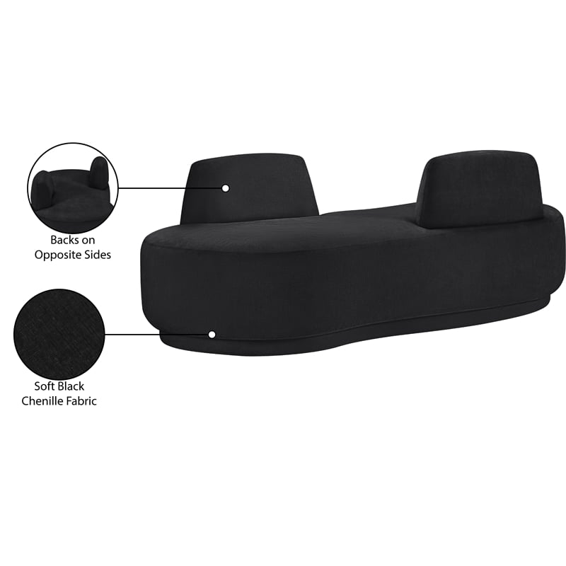 Meridian Furniture Argyle Black Chenille Fabric Chaise/Loveseat