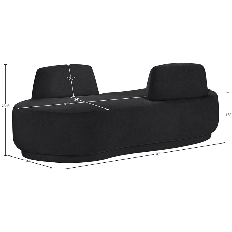 Meridian Furniture Argyle Black Chenille Fabric Chaise/Loveseat