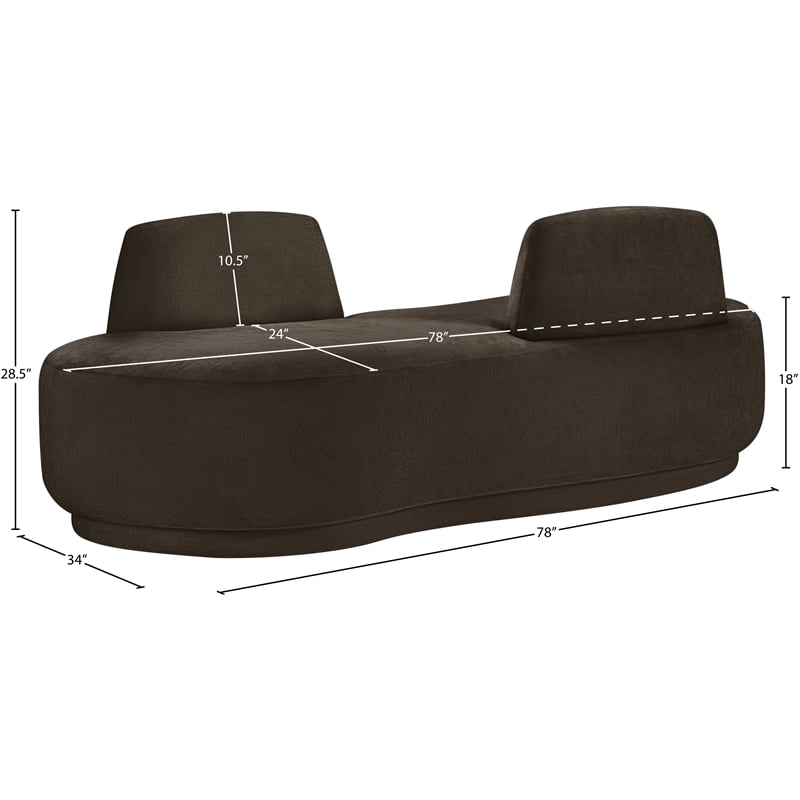Meridian Furniture Argyle Brown Chenille Fabric Chaise/Loveseat