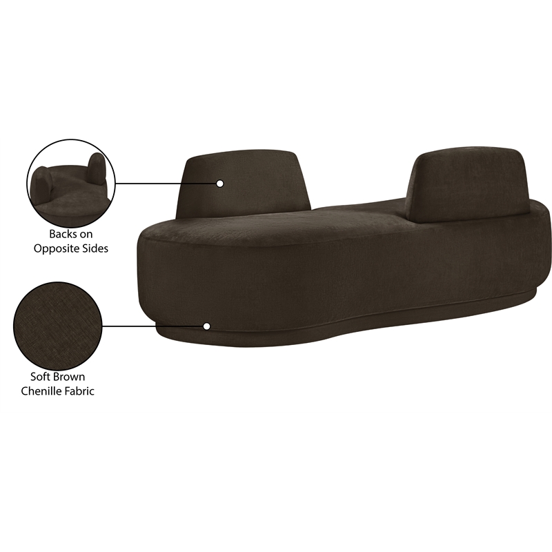 Meridian Furniture Argyle Brown Chenille Fabric Chaise/Loveseat