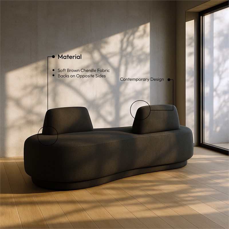 Meridian Furniture Argyle Brown Chenille Fabric Chaise/Loveseat
