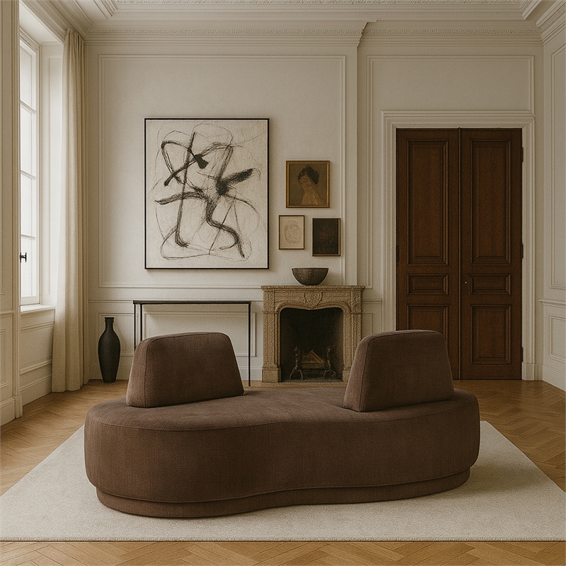 Meridian Furniture Argyle Brown Chenille Fabric Chaise/Loveseat