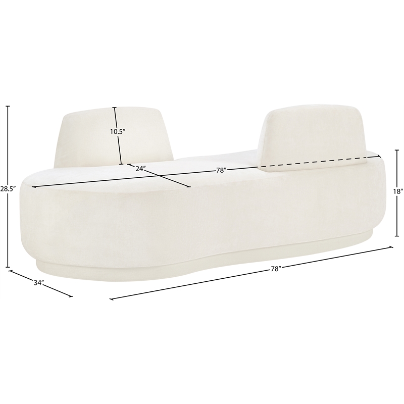 Meridian Furniture Argyle Cream Chenille Fabric Chaise/Loveseat
