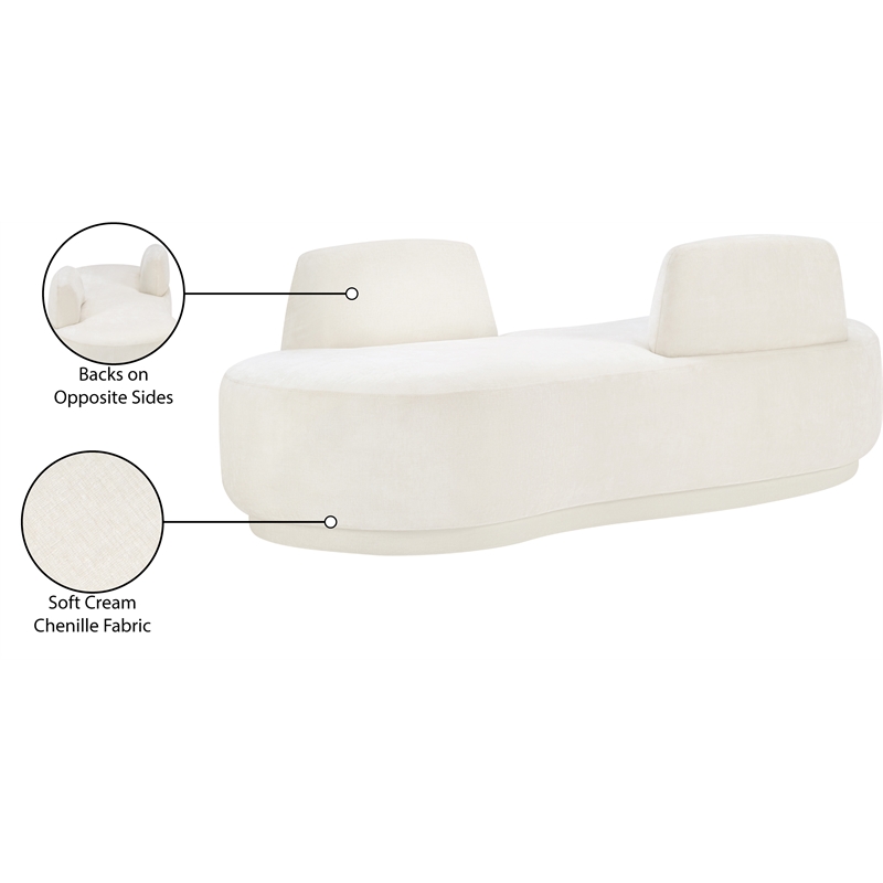 Meridian Furniture Argyle Cream Chenille Fabric Chaise/Loveseat