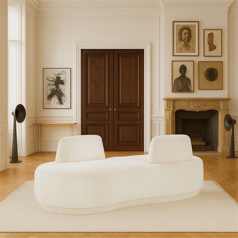 Meridian Furniture Argyle Cream Chenille Fabric Chaise/Loveseat