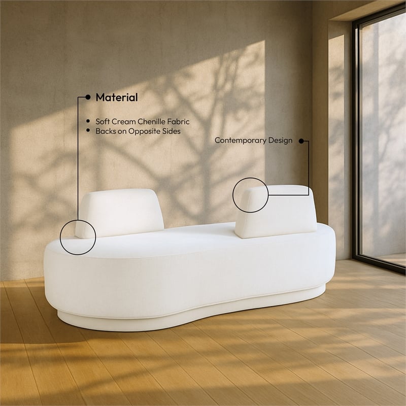 Meridian Furniture Argyle Cream Chenille Fabric Chaise/Loveseat