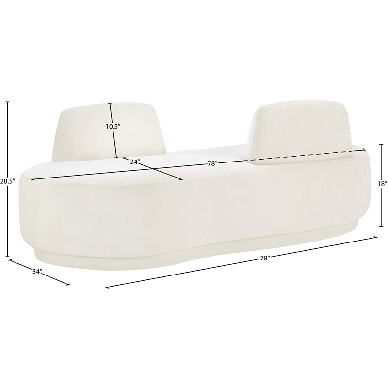 Meridian Furniture Argyle Cream Chenille Fabric Chaise/Loveseat
