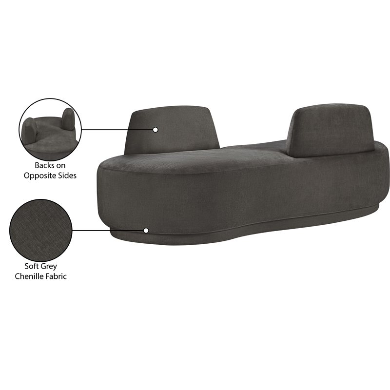 Meridian Furniture Argyle Grey Chenille Fabric Chaise/Loveseat