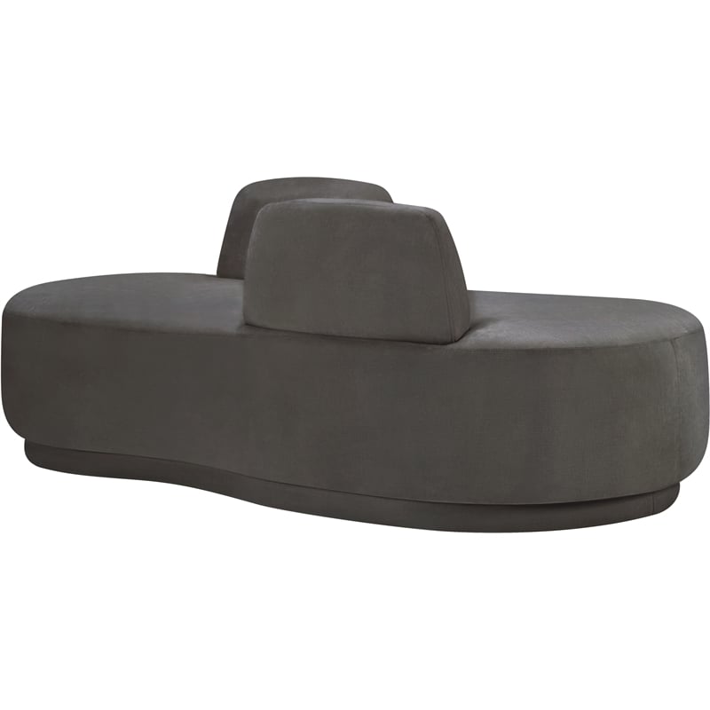 Meridian Furniture Argyle Grey Chenille Fabric Chaise/Loveseat