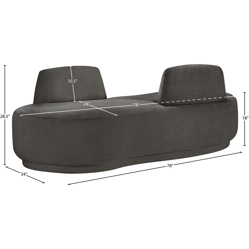 Meridian Furniture Argyle Grey Chenille Fabric Chaise/Loveseat