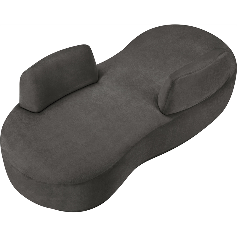 Meridian Furniture Argyle Grey Chenille Fabric Chaise/Loveseat