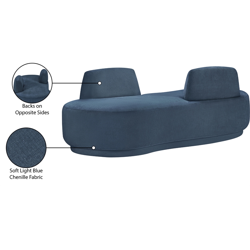Meridian Furniture Argyle Light Blue Chenille Fabric Chaise/Loveseat
