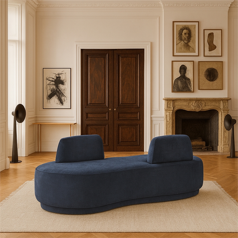 Meridian Furniture Argyle Light Blue Chenille Fabric Chaise/Loveseat