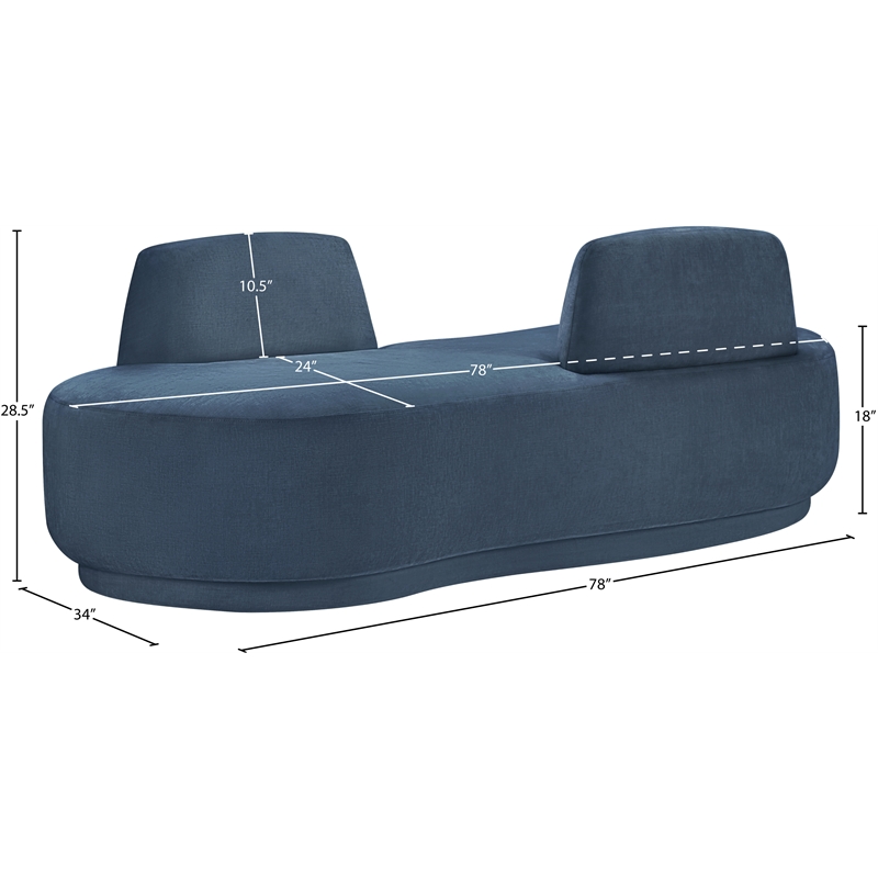 Meridian Furniture Argyle Light Blue Chenille Fabric Chaise/Loveseat